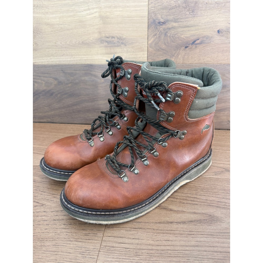 Simms Freestone Wading Boots Mens 13 Brown Leather Felt Sole Fly Fishing Boots